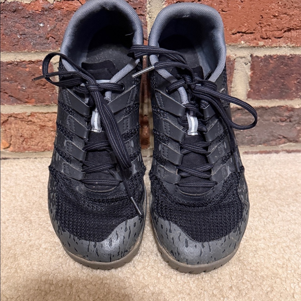 Black Athletic Barefoot Merrell Sneakers with Gray Accents